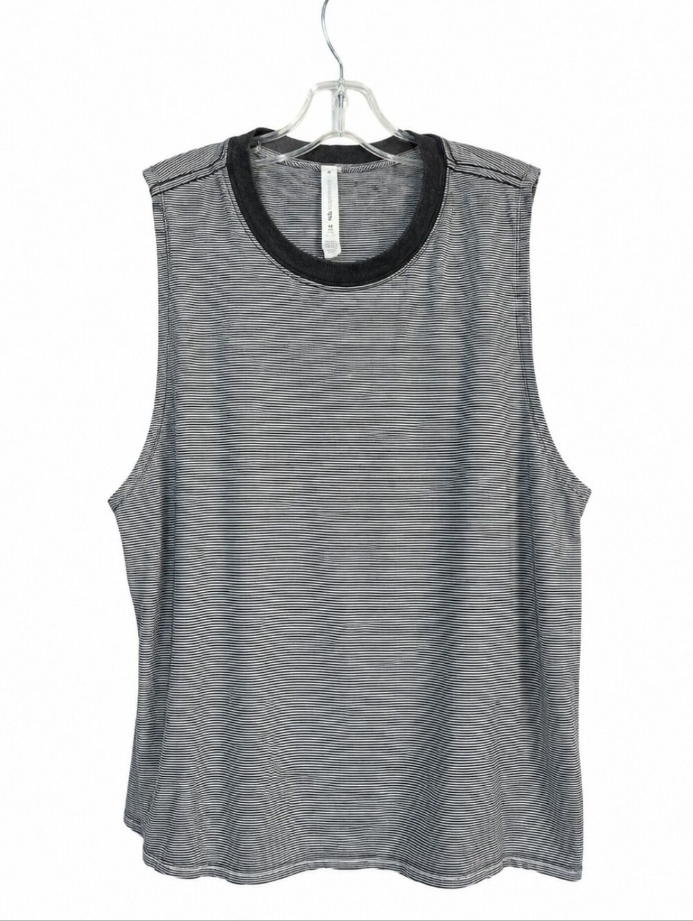 Lululemon Women's Size 14 Black & Gray Striped Sleeveless Muscle Tank Top
